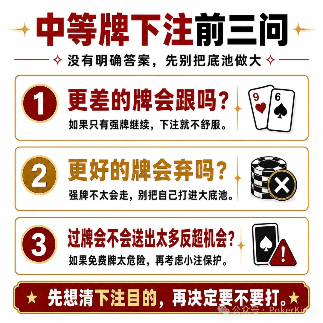 【WPT扑克】中等牌力的困境：不是每手对子都值得下注，先问自己三个问题