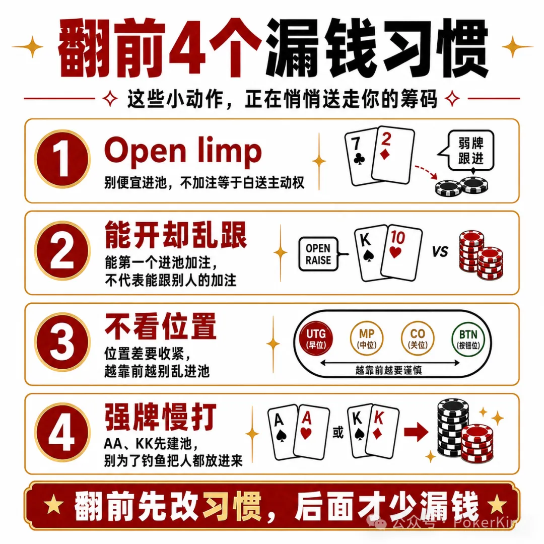【WPT扑克】翻前四个坏习惯:别再让筹码从“随手一下”里漏走