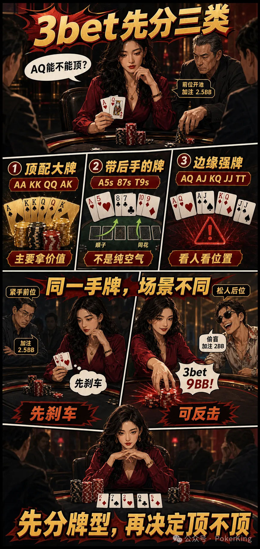 【WPT扑克】3-bet 不是胆量测试:AQ为什么不能当AK打?