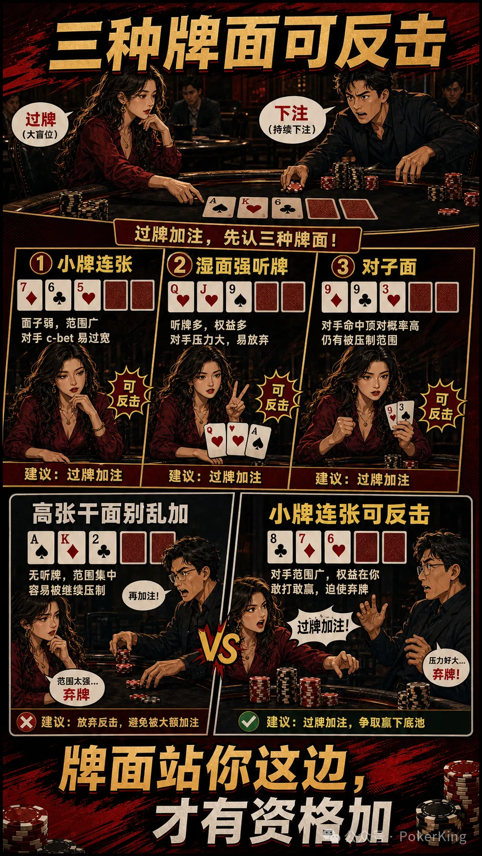 【WPT扑克】过牌加注不是发脾气：三种适合大盲位反击的翻牌面，让对手不敢随意下注